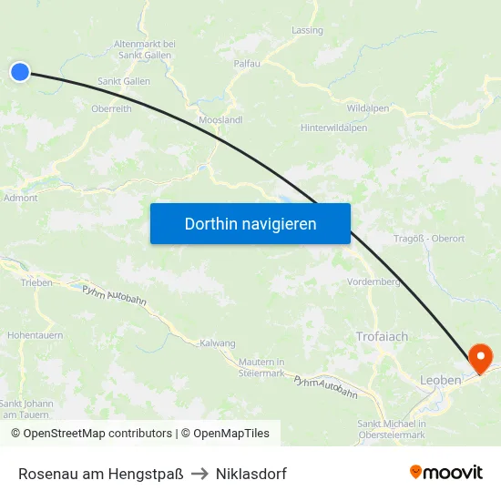 Rosenau am Hengstpaß to Niklasdorf map