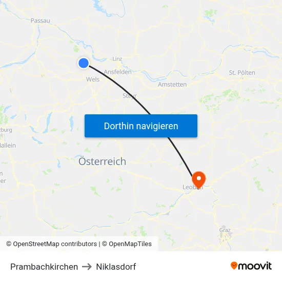 Prambachkirchen to Niklasdorf map