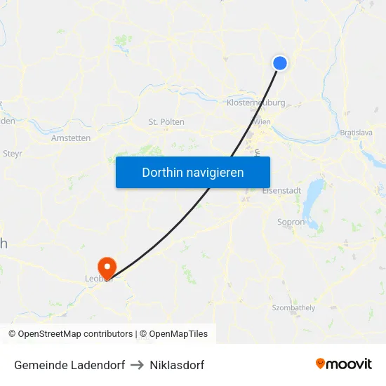 Gemeinde Ladendorf to Niklasdorf map