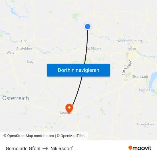Gemeinde Gföhl to Niklasdorf map