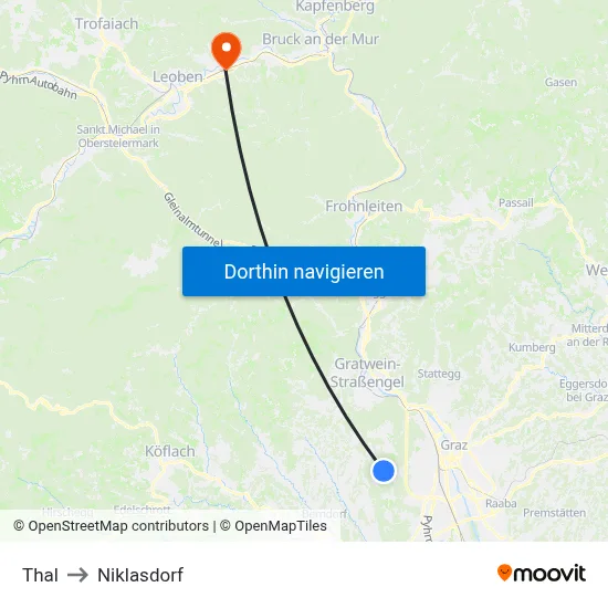Thal to Niklasdorf map
