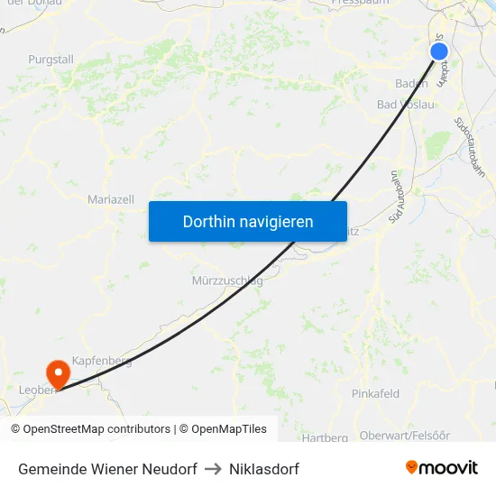 Gemeinde Wiener Neudorf to Niklasdorf map