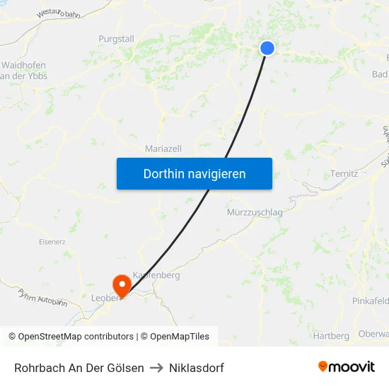 Rohrbach An Der Gölsen to Niklasdorf map