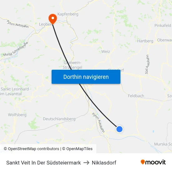 Sankt Veit In Der Südsteiermark to Niklasdorf map