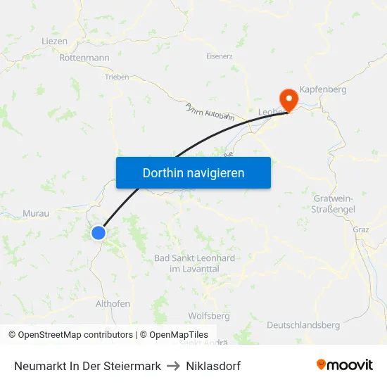 Neumarkt In Der Steiermark to Niklasdorf map