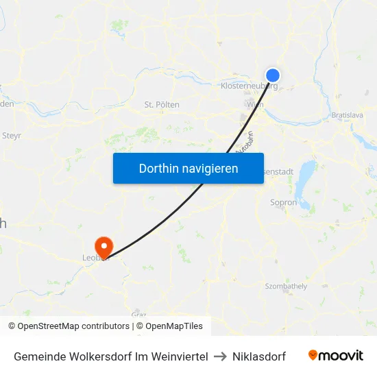 Gemeinde Wolkersdorf Im Weinviertel to Niklasdorf map