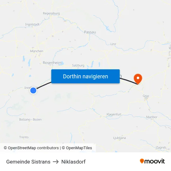 Gemeinde Sistrans to Niklasdorf map