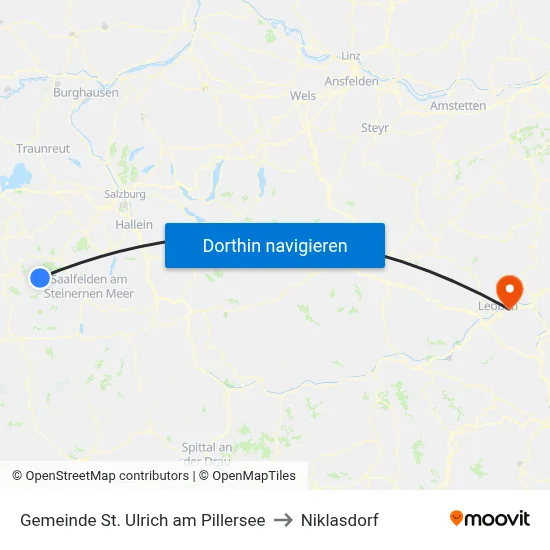 Gemeinde St. Ulrich am Pillersee to Niklasdorf map