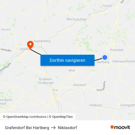 Grafendorf Bei Hartberg to Niklasdorf map