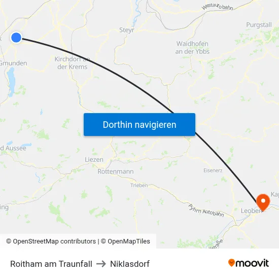 Roitham am Traunfall to Niklasdorf map