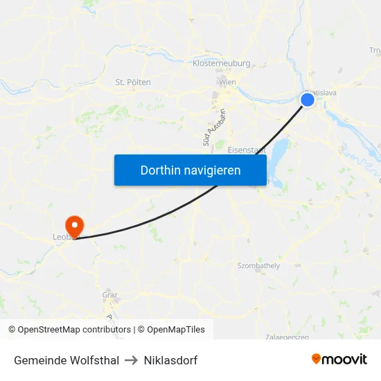 Gemeinde Wolfsthal to Niklasdorf map