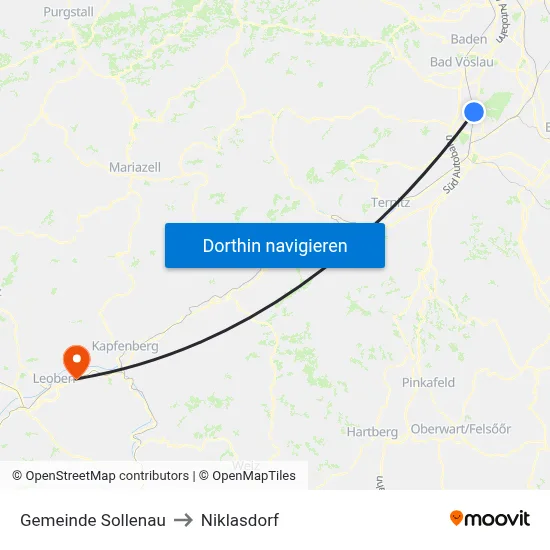 Gemeinde Sollenau to Niklasdorf map
