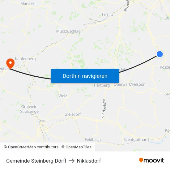 Gemeinde Steinberg-Dörfl to Niklasdorf map