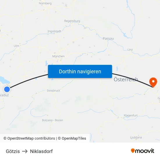Götzis to Niklasdorf map