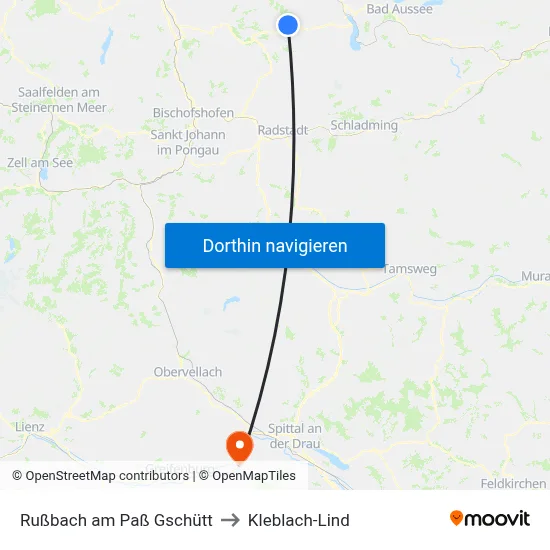 Rußbach am Paß Gschütt to Kleblach-Lind map