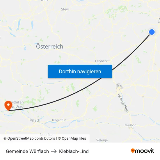 Gemeinde Würflach to Kleblach-Lind map