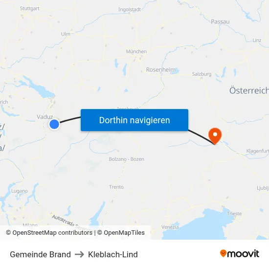 Gemeinde Brand to Kleblach-Lind map
