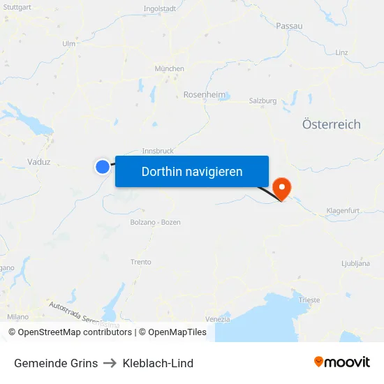 Gemeinde Grins to Kleblach-Lind map