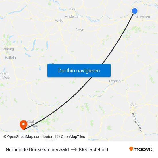 Gemeinde Dunkelsteinerwald to Kleblach-Lind map