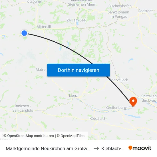 Marktgemeinde Neukirchen am Großvenediger to Kleblach-Lind map