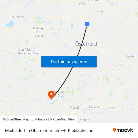 Micheldorf In Oberösterreich to Kleblach-Lind map