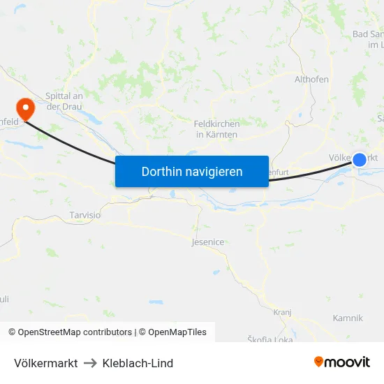 Völkermarkt to Kleblach-Lind map