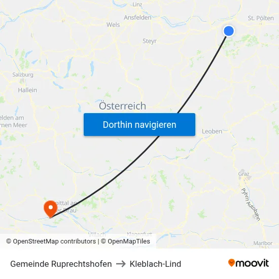 Gemeinde Ruprechtshofen to Kleblach-Lind map