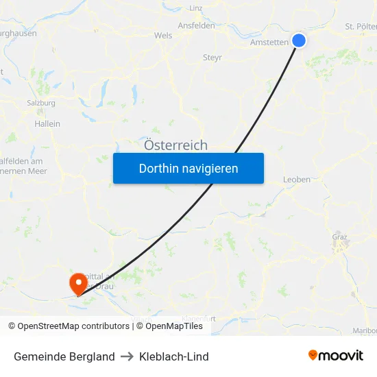 Gemeinde Bergland to Kleblach-Lind map