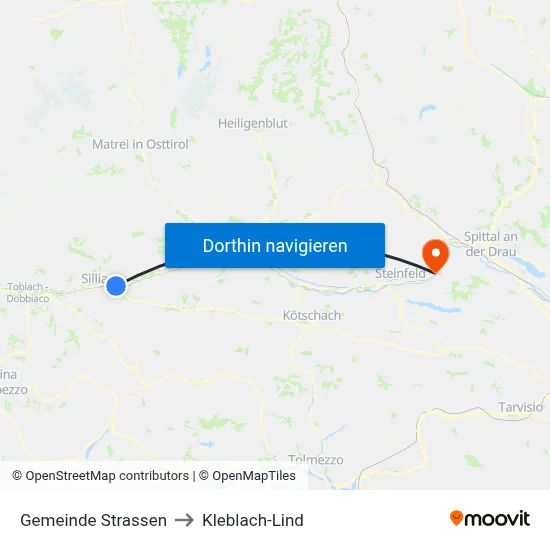 Gemeinde Strassen to Kleblach-Lind map