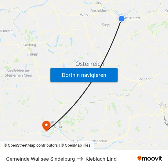 Gemeinde Wallsee-Sindelburg to Kleblach-Lind map