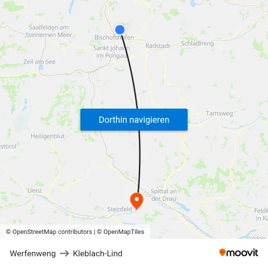 Werfenweng to Kleblach-Lind map