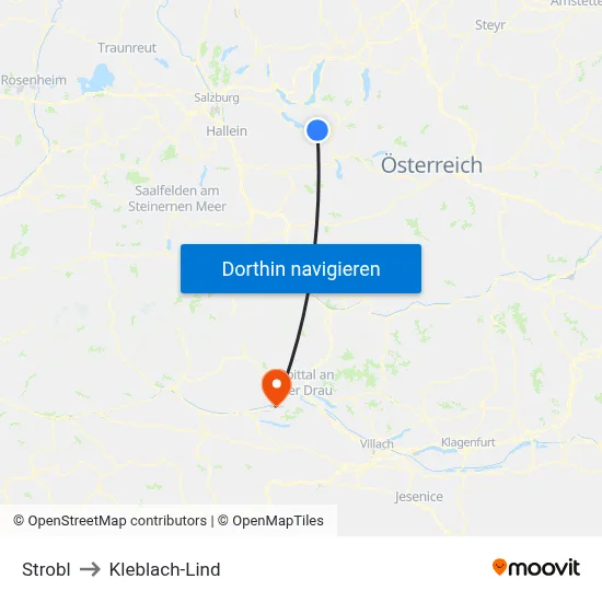 Strobl to Kleblach-Lind map