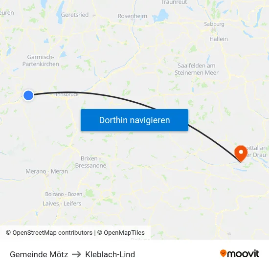 Gemeinde Mötz to Kleblach-Lind map