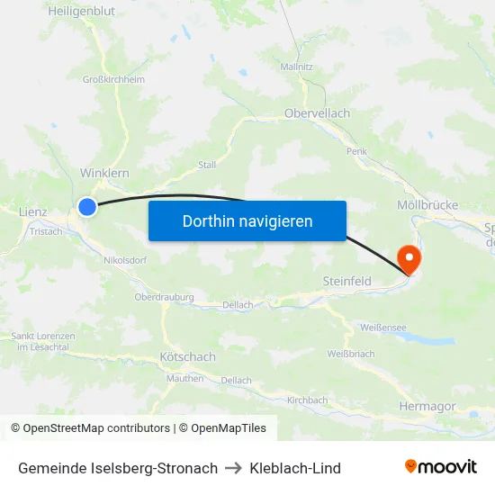 Gemeinde Iselsberg-Stronach to Kleblach-Lind map