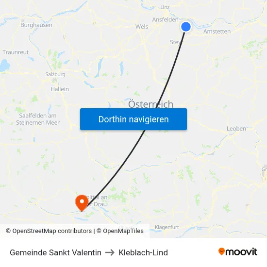 Gemeinde Sankt Valentin to Kleblach-Lind map
