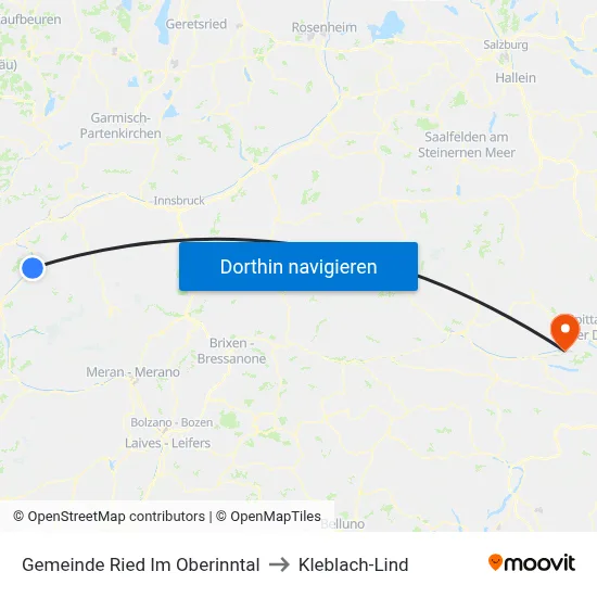 Gemeinde Ried Im Oberinntal to Kleblach-Lind map