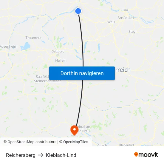 Reichersberg to Kleblach-Lind map