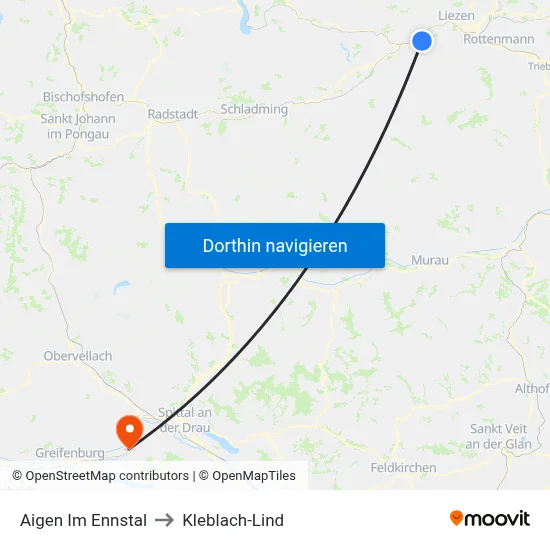 Aigen Im Ennstal to Kleblach-Lind map