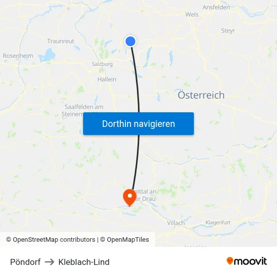Pöndorf to Kleblach-Lind map
