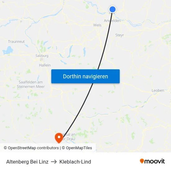 Altenberg Bei Linz to Kleblach-Lind map