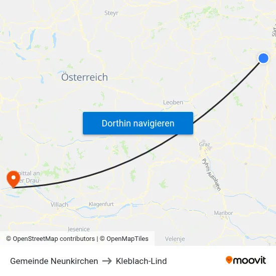Gemeinde Neunkirchen to Kleblach-Lind map