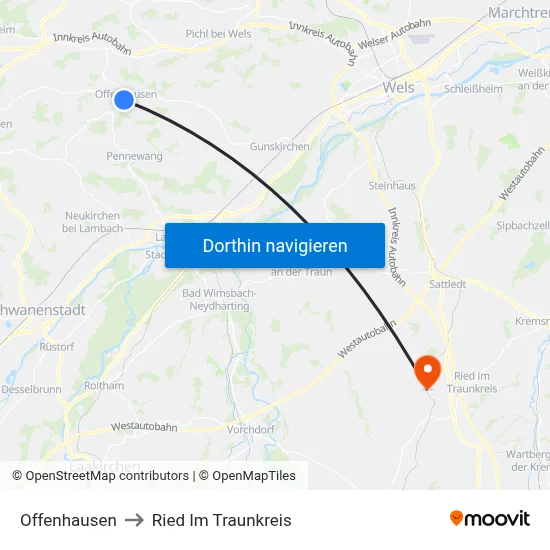 Offenhausen to Ried Im Traunkreis map