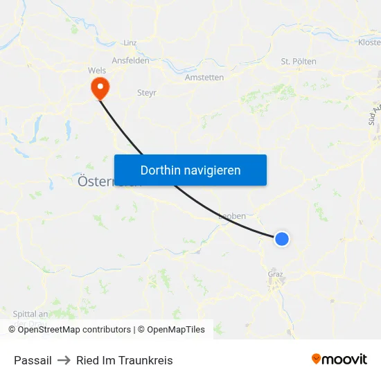 Passail to Ried Im Traunkreis map