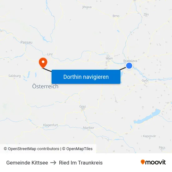 Gemeinde Kittsee to Ried Im Traunkreis map