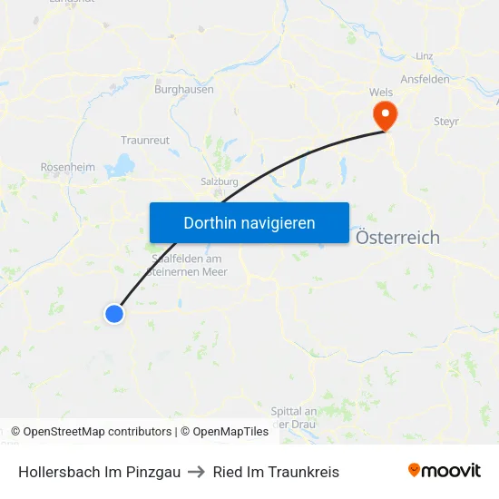Hollersbach Im Pinzgau to Ried Im Traunkreis map