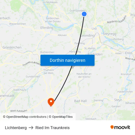 Lichtenberg to Ried Im Traunkreis map
