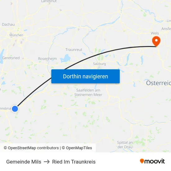 Gemeinde Mils to Ried Im Traunkreis map