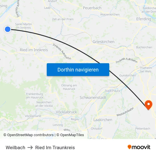 Weilbach to Ried Im Traunkreis map