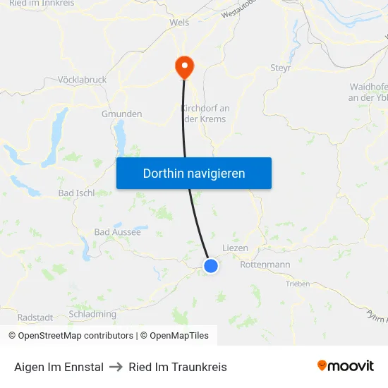 Aigen Im Ennstal to Ried Im Traunkreis map