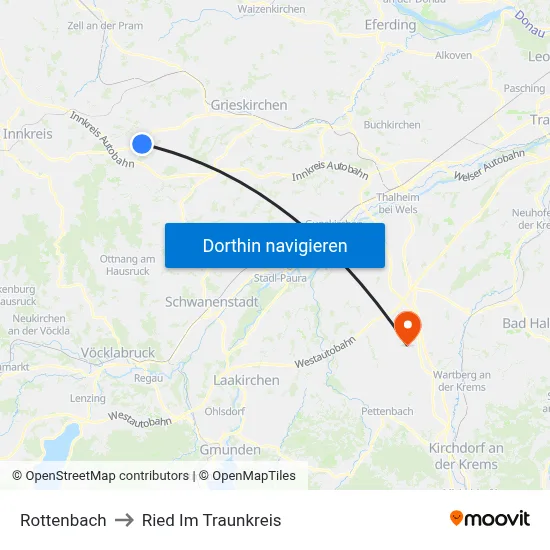 Rottenbach to Ried Im Traunkreis map
